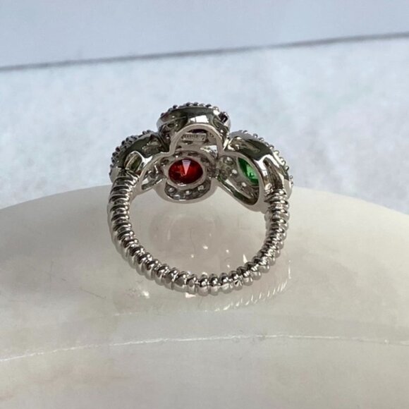 Sterling Silver 925 Joseph Esposito Multicolor CZ Circle Ring Sz 6 Modernist - Picture 6 of 16